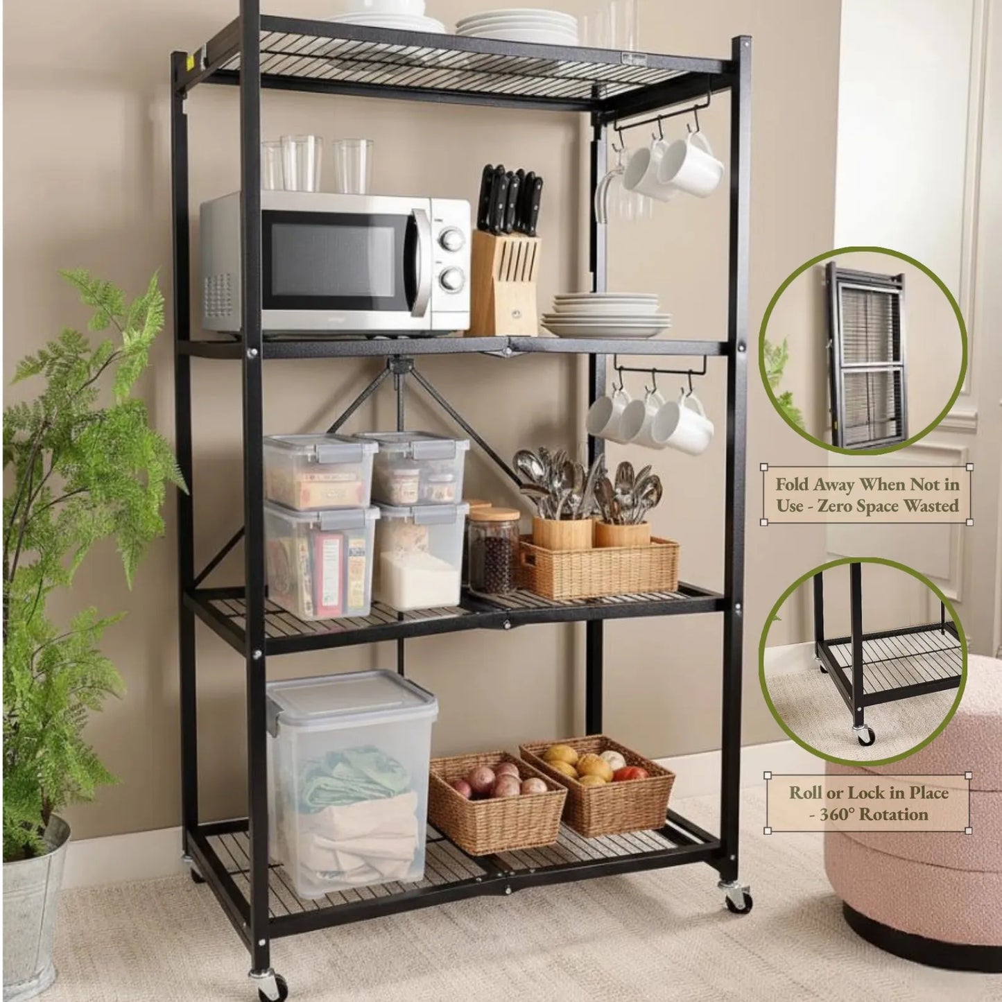 🏷️BUY 2, GET 2 FREE! Sturdy 4-Tier Rack + Bonus Storage Boxes – Don’t Miss This Deal!